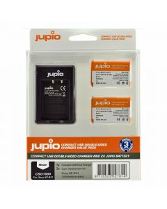 Jupio Value Pack: 2 x NP-BX1 + Compact USB charger